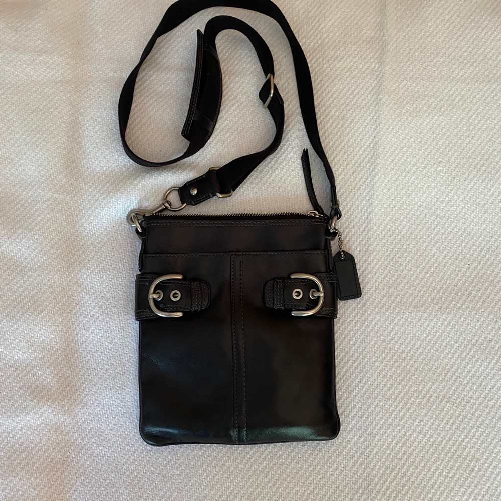 Coach black leather crossbody